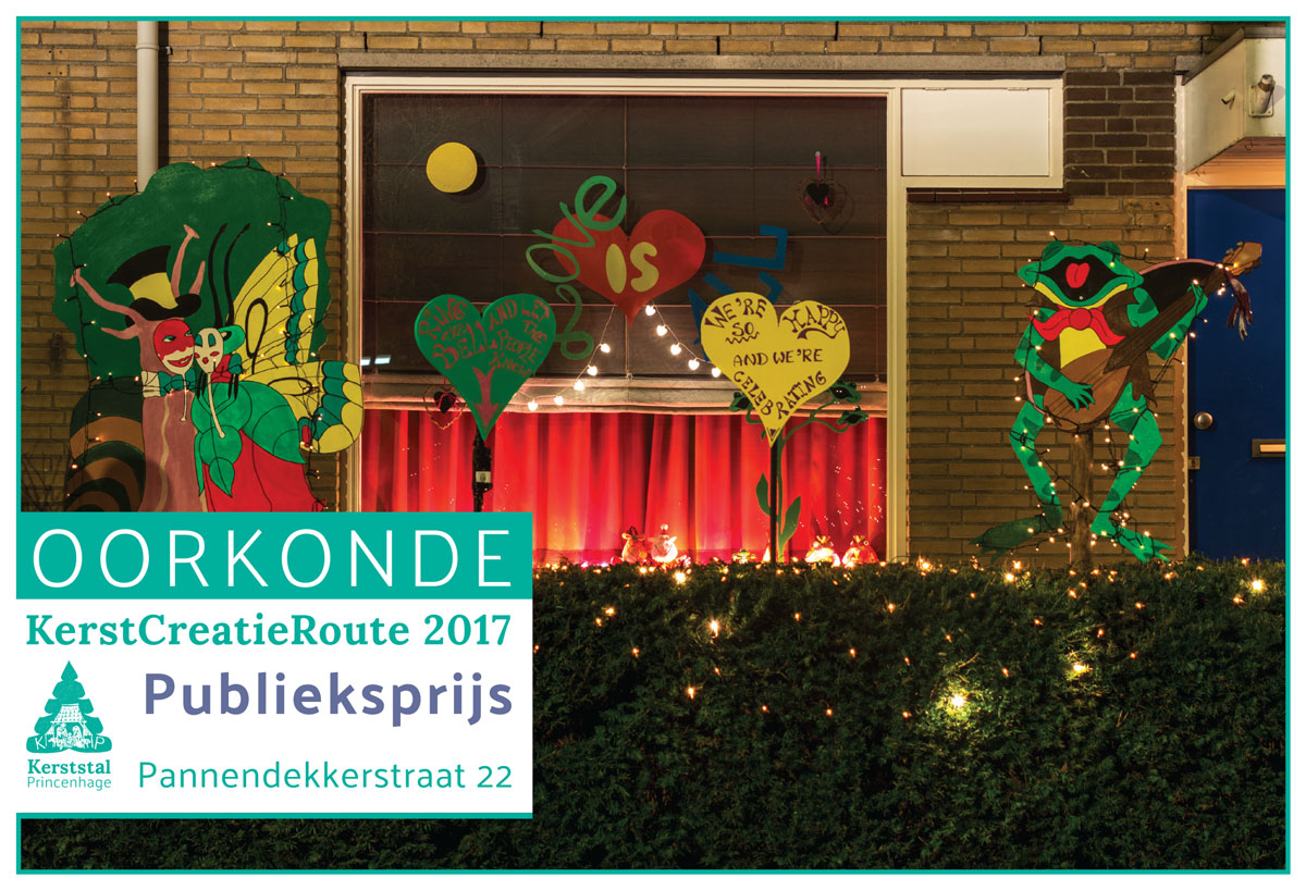 Publieksprijs van de KerstCreatieRoute 2017 gaat naar Pannendekkerstraat 22