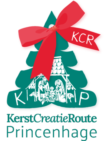 logo kerstcreatieroute met een rode strik