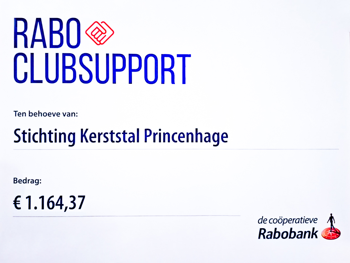 Cheque Rabo Club Actie 2025 met het resultaat