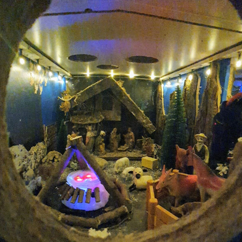 Kijkdoos met een kerststal