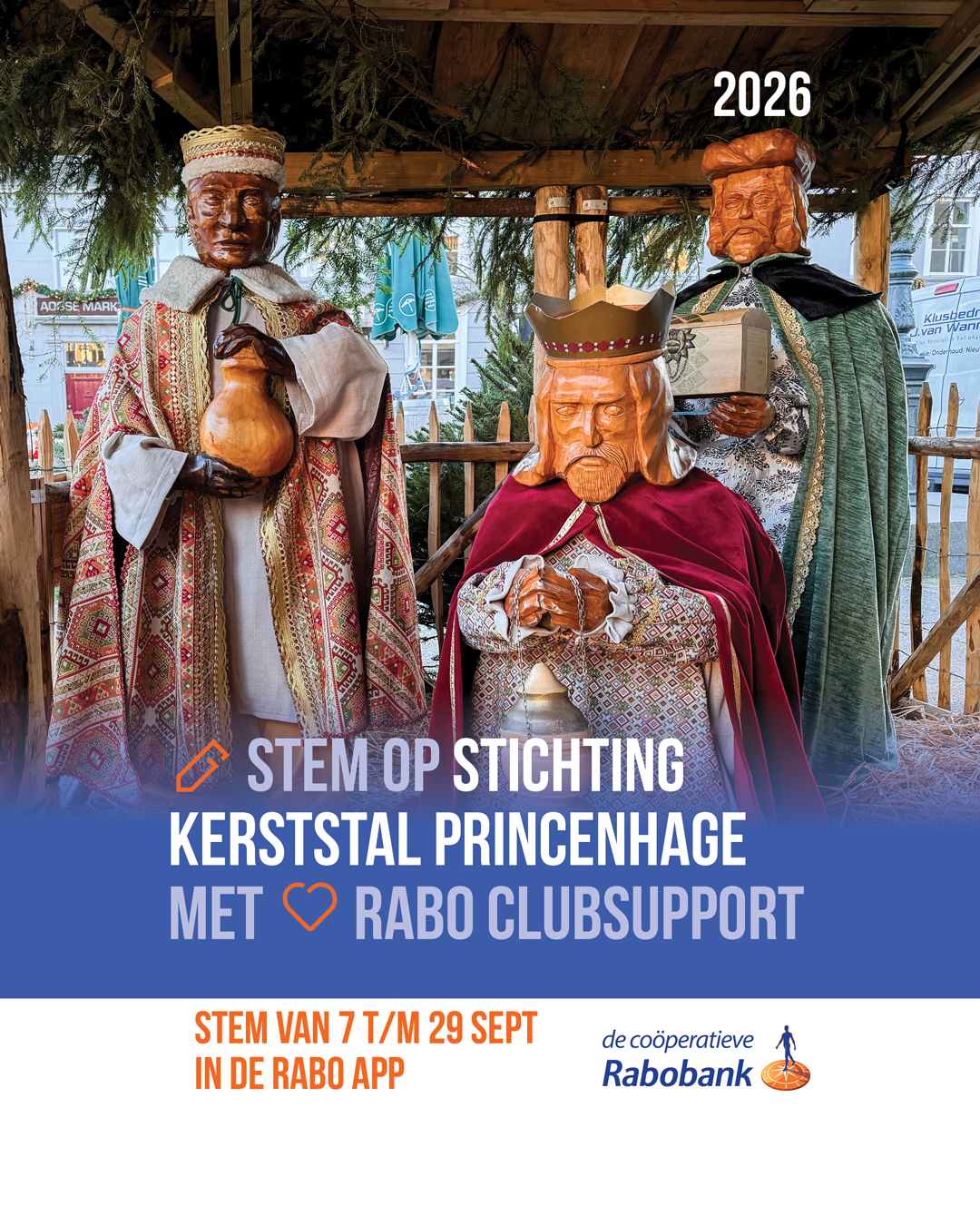 Rabo ClubSupport 2026: Stem op Kerststal Princenhage • drie koningen • Instagram formaat