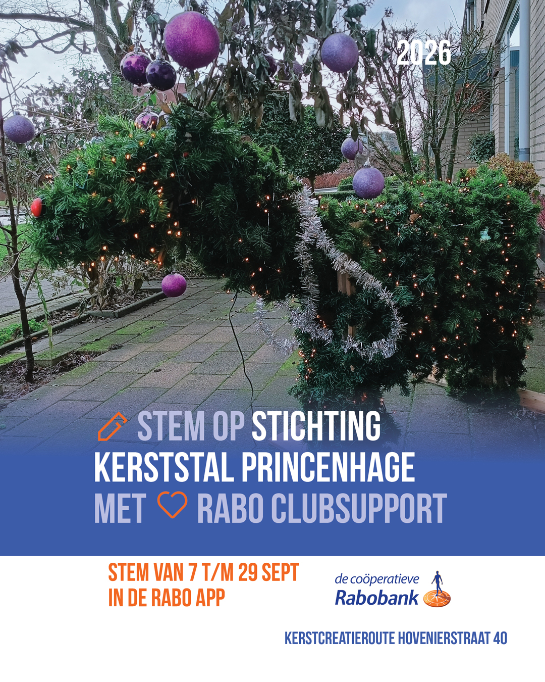 Rabo ClubSupport 2026: Stem op Kerststal Princenhage • kerstcreatieroute Hoevnierstraat 40 • Instagram formaat